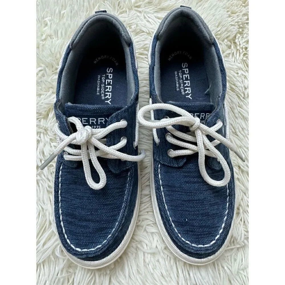 Excellent Used Condition Blue & White Sperry Loafers Size 3